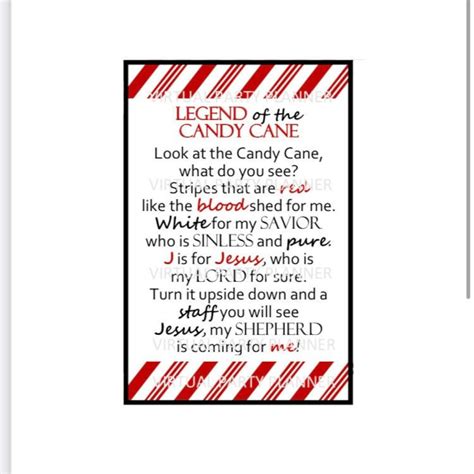 Legend of the Candy Cane Poem Tag Download PDF - Etsy