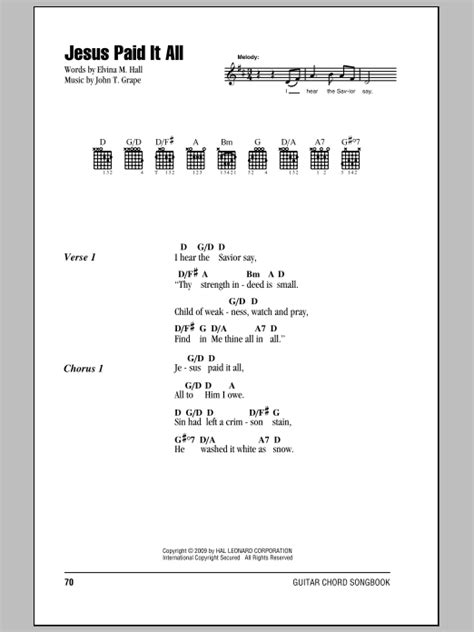 Jesus Paid It All by Elvina M. Hall - Guitar Chords/Lyrics - Guitar Instructor