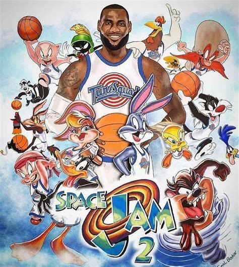 Who’s excited about Space Jam 2? 🔥 | Basketball drawings, Lebron james art, Looney tunes wallpaper