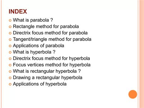 Parabola, hyperbola and its applications | PPT | Free Download