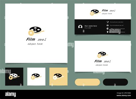 Film reel logo design with editable slogan. Branding book and business ...