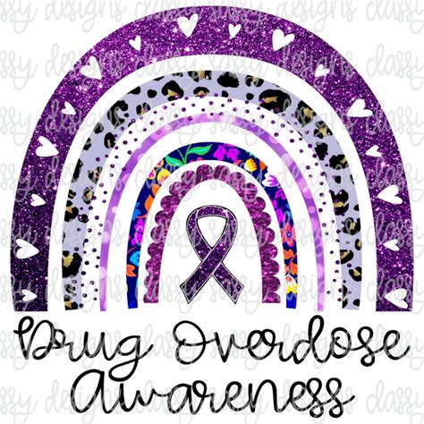 Drug Overdose Awareness Ribbon Rainbow Purple October Glitter - Etsy