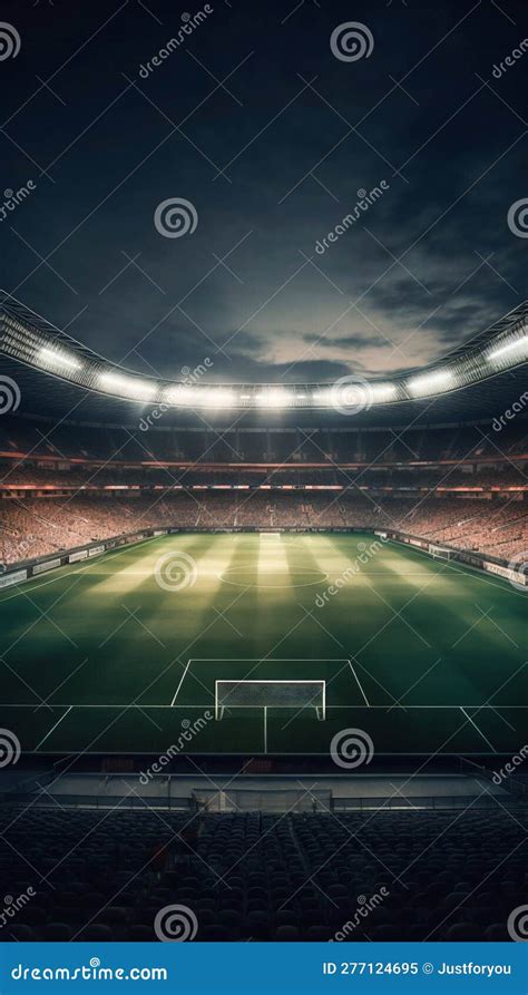 Football Stadium Pitch at Night. Generative Ai Stock Illustration ...