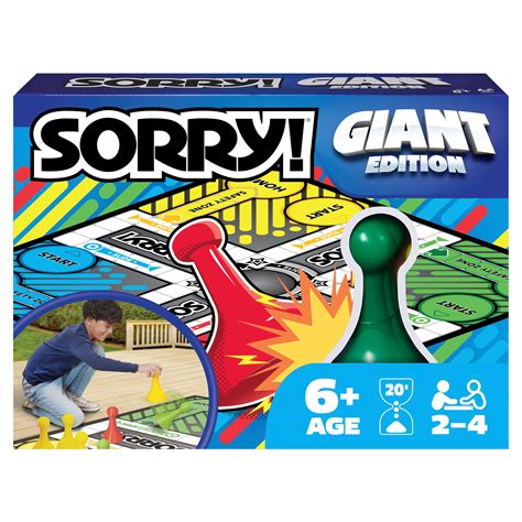 Sorry Board Game, Giant Edition Family Indoor Outdoor, For Kids 6 & Up - Walmart.com