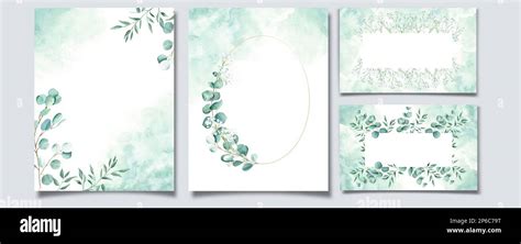 Wedding templates, floral background cards. Rustic wedding stationary with eucalyptus ...