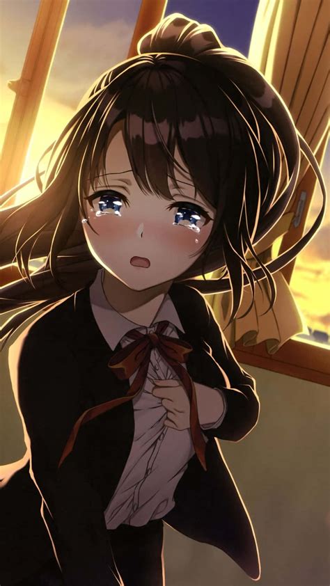Download Sad Crying Anime Girl Running Away Wallpaper | Wallpapers.com