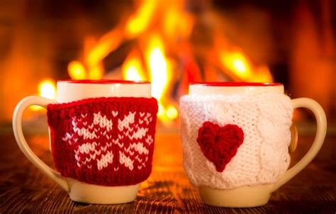 Wallpaper coffee, cup, winter, couple, cute, fire, fireplace, coffee, hot wallpapers mood - do ...