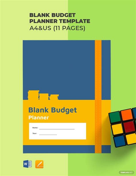 the blank budget planner is shown next to a rubel cube on a green background