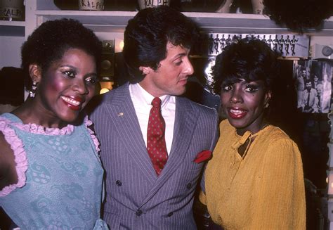 Sylvester Stallone takes a picture with Dreamgirls actresses Loretta ...