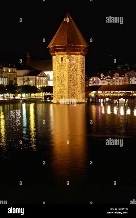 water tower by night Stock Photo - Alamy