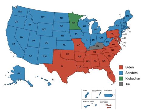 2020 Democratic primary map according to the FiveThirtyEight primary forecast model immediately ...