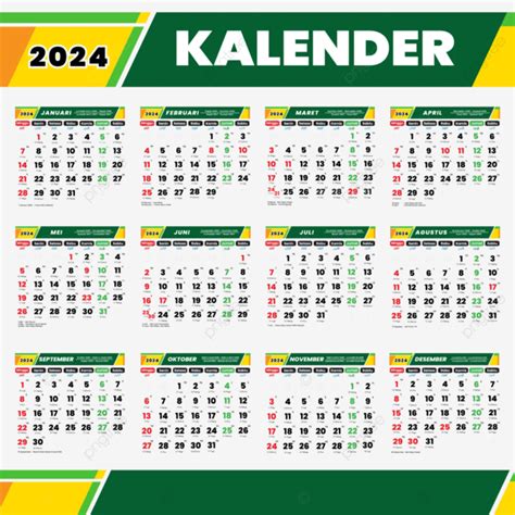 Kalender 2024 Indonesia Dengan Vektor Liburan Jawa Dan Hijriah ...