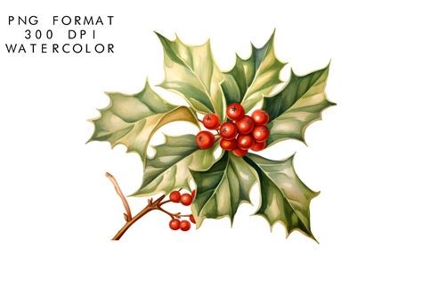 Watercolor Holly Flower Clipart Graphic by WatercolorByKr · Creative ...