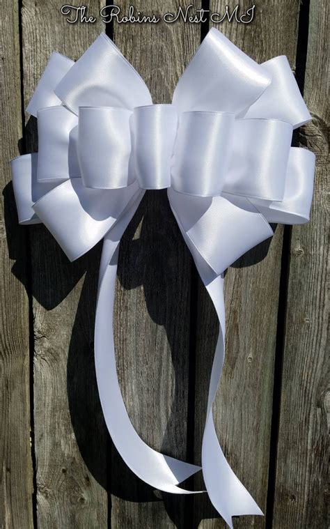 White Bows White Satin Ribbon Bow Ivory Satin Bows White | Etsy