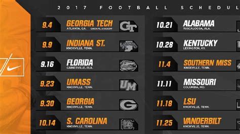 Tennessee Football releases 2017 schedule | WTVC