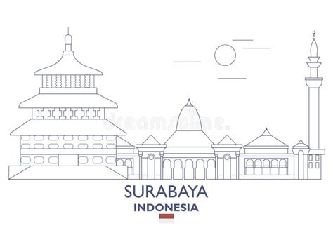 Surabaya Indonesia City Map In Black And White Color. Outline Map Stock ...