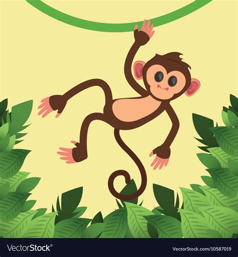 Cartoon Jungle Background With Monkey