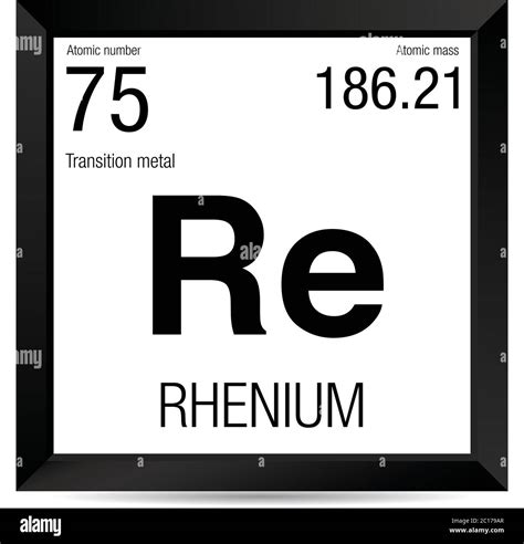 Rhenium symbol. Element number 75 of the Periodic Table of the Elements ...