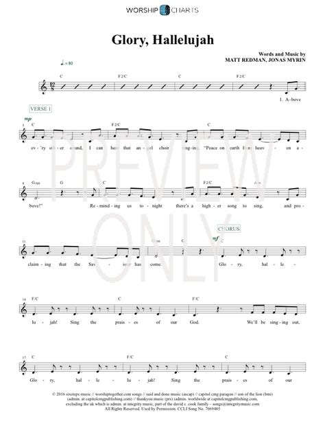 Glory Hallelujah Lead Sheet, Lyrics, & Chords | Matt Redman | WorshipHouse Media