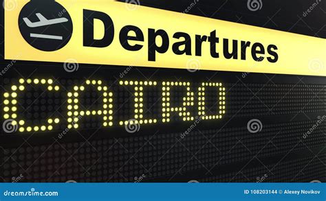 Flight To Cairo on International Airport Departures Board. Travelling To Egypt Conceptual 3D ...