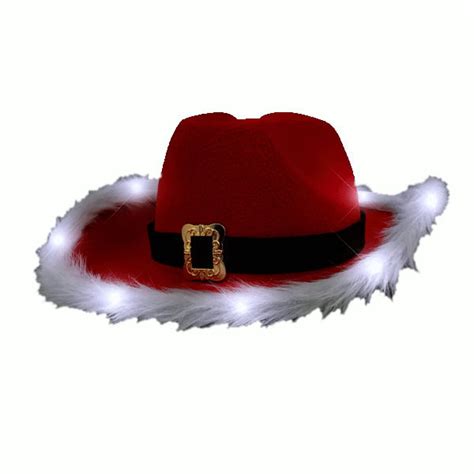 LED Flashing Christmas Cowboy Red Santa Clause Western Holiday Hat - Walmart.com