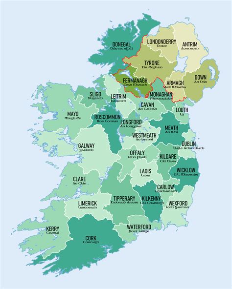 A Map Of Ireland With Counties And Towns - Jobie Lynelle