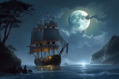 Pirate Cove by Night Digital Art by Pink Pineapple Works - Fine Art America