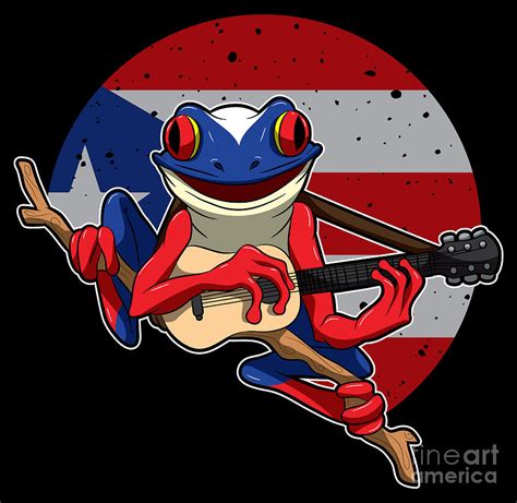 Guitar Playing Coqui Frog Puerto Rico Animal Digital Art by Mister Tee - Fine Art America