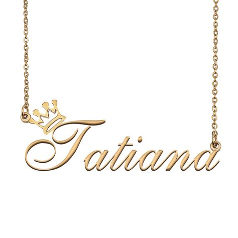 Tatiana Name Necklace With Crown Name Necklace Gold Custom - Etsy