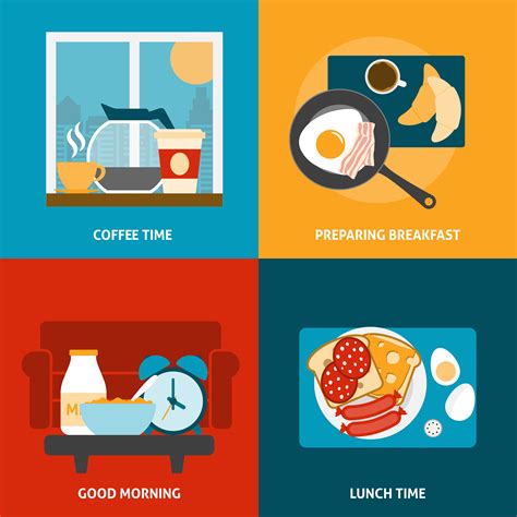 Breakfast and lunch icons set 466283 Vector Art at Vecteezy