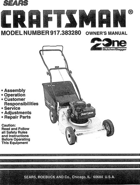 Craftsman 917383280 User Manual LAWN MOWER Manuals And Guides L0804448