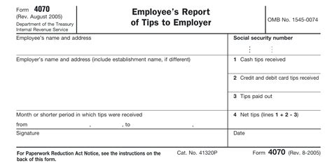 Printable Tip Reporting Sheet