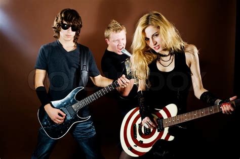 Rock band performance in photostudio on ... | Stock image | Colourbox