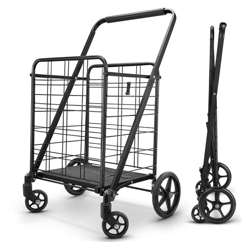 winkeep Shopping Cart, Upgrade Dense Grid Bottom Folding Cart with 360 ...