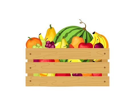 Wooden box with fresh fruits. Vector Illustration. 11856085 Vector Art at Vecteezy