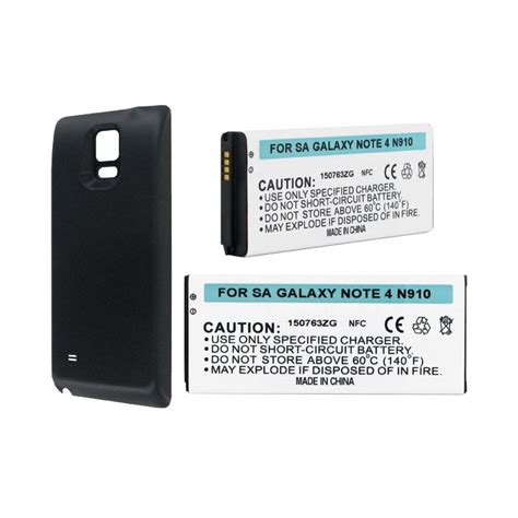 Replacement Extended Cell Phone Battery for Samsung Galaxy Note 4 with NFC (Black Cover ...