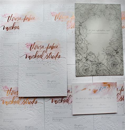 A Peek into the Studio - Rose Gold Foil and Blind Letterpress Floral ...