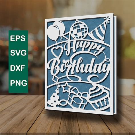 Happy Birthday Card Svg Digital Cut File Silhouette Cameo and - Etsy