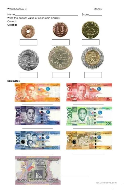 Money - Philippine Coins and Bills | Money worksheets, Printable play ...