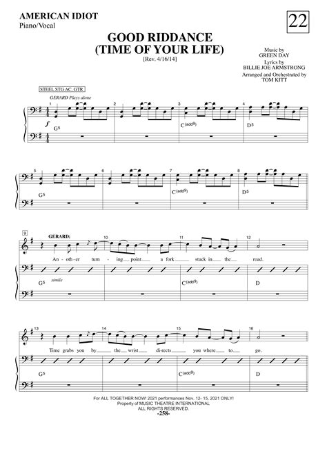 Green Day-Good Riddance (Time Of Your Life) Sheet Music pdf, - Free Score Download ★