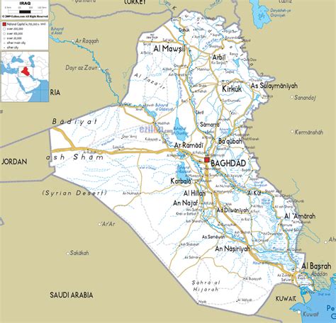 Road Map of Iraq - Ezilon Maps