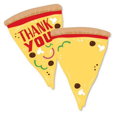 Pizza Party Time - Shaped Thank You Cards - Baby Shower or Birthday ...