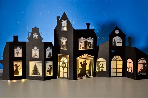 Silhouette Christmas Village Paper Template | Silhouette christmas, Christmas villages, Diy ...