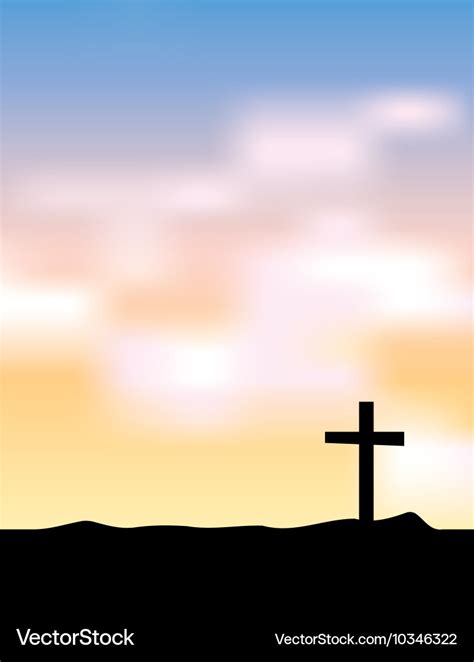 Christian cross silhouette at sunrise Royalty Free Vector