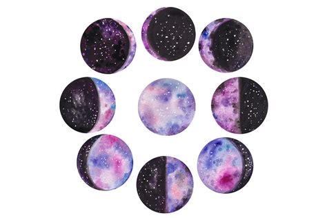 Watercolor moon phases