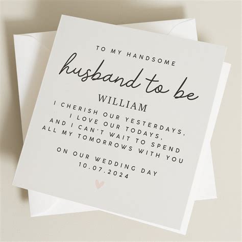 Husband to Be Wedding Card, on Our Wedding Day Card, Wedding Day Card for Husband, Wedding Day ...