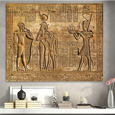 Ancient Egypt Wall Murals Canvas Painting Egyptian Hieroglyphs Fresco ...