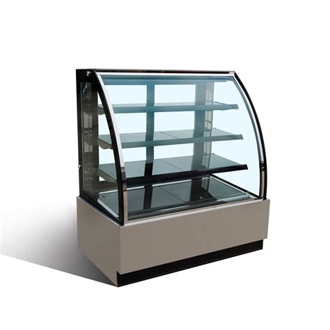 72 in. Curved Glass Refrigerated Bakery Display Case Three Adjustable ...