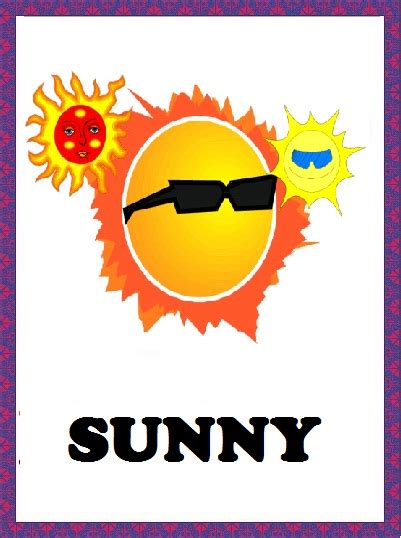 Kindergarten Worksheets: Weather Flashcards - Sunny