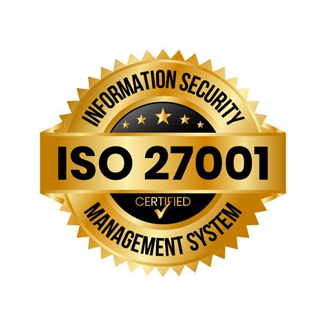 Golden ISO 27001 Certified Badge Or Information Security Management ...